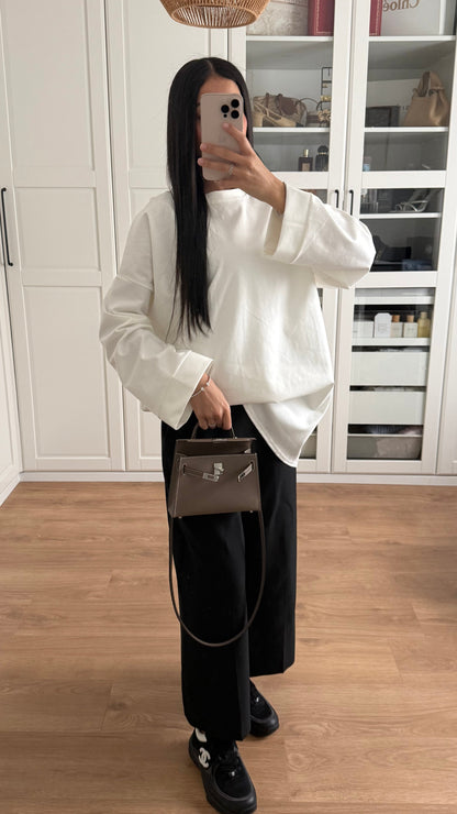 T-shirt Long Oversize Manches Longues Blanc SAÏRYS