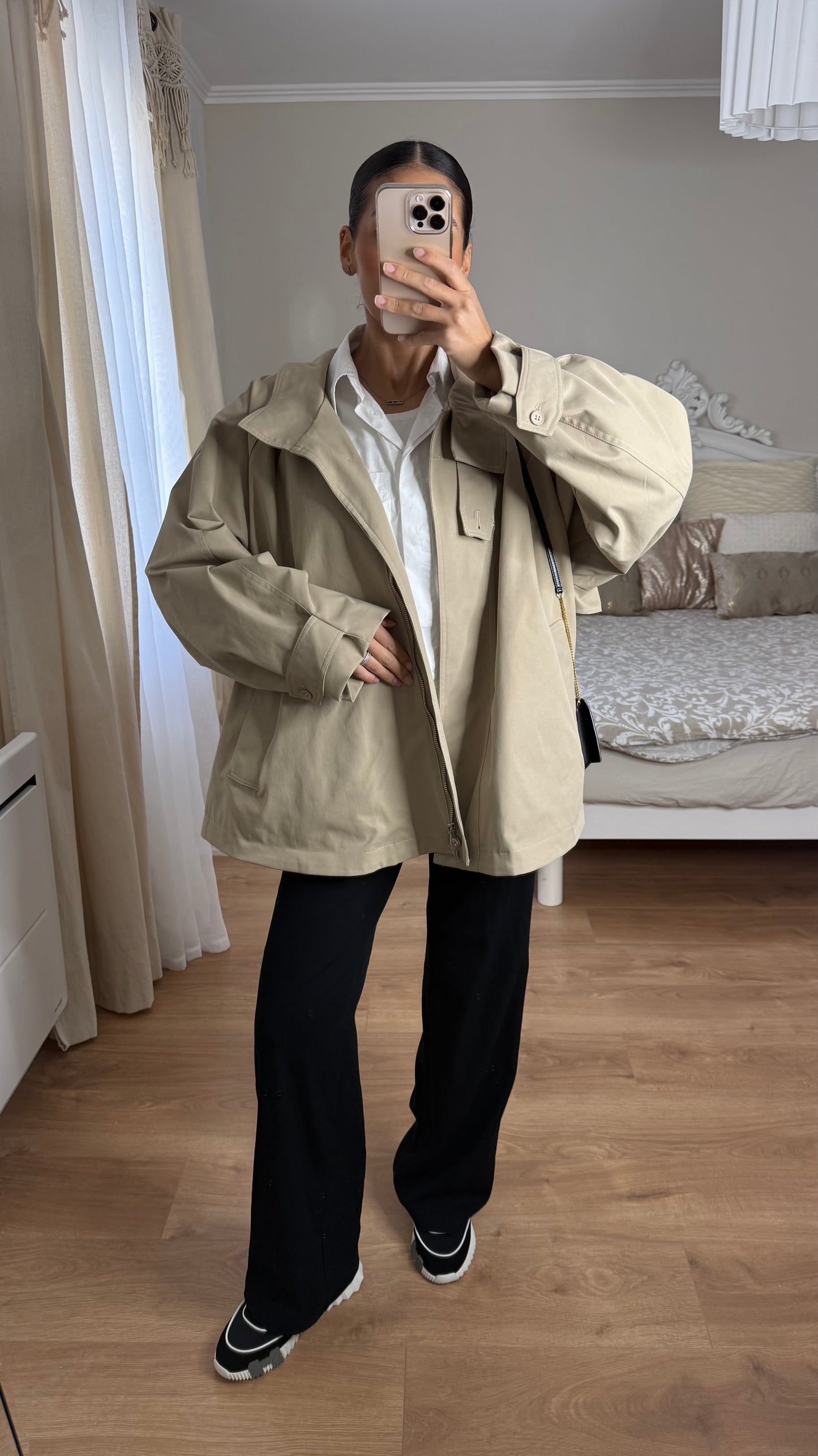 Trench parka évasé crème