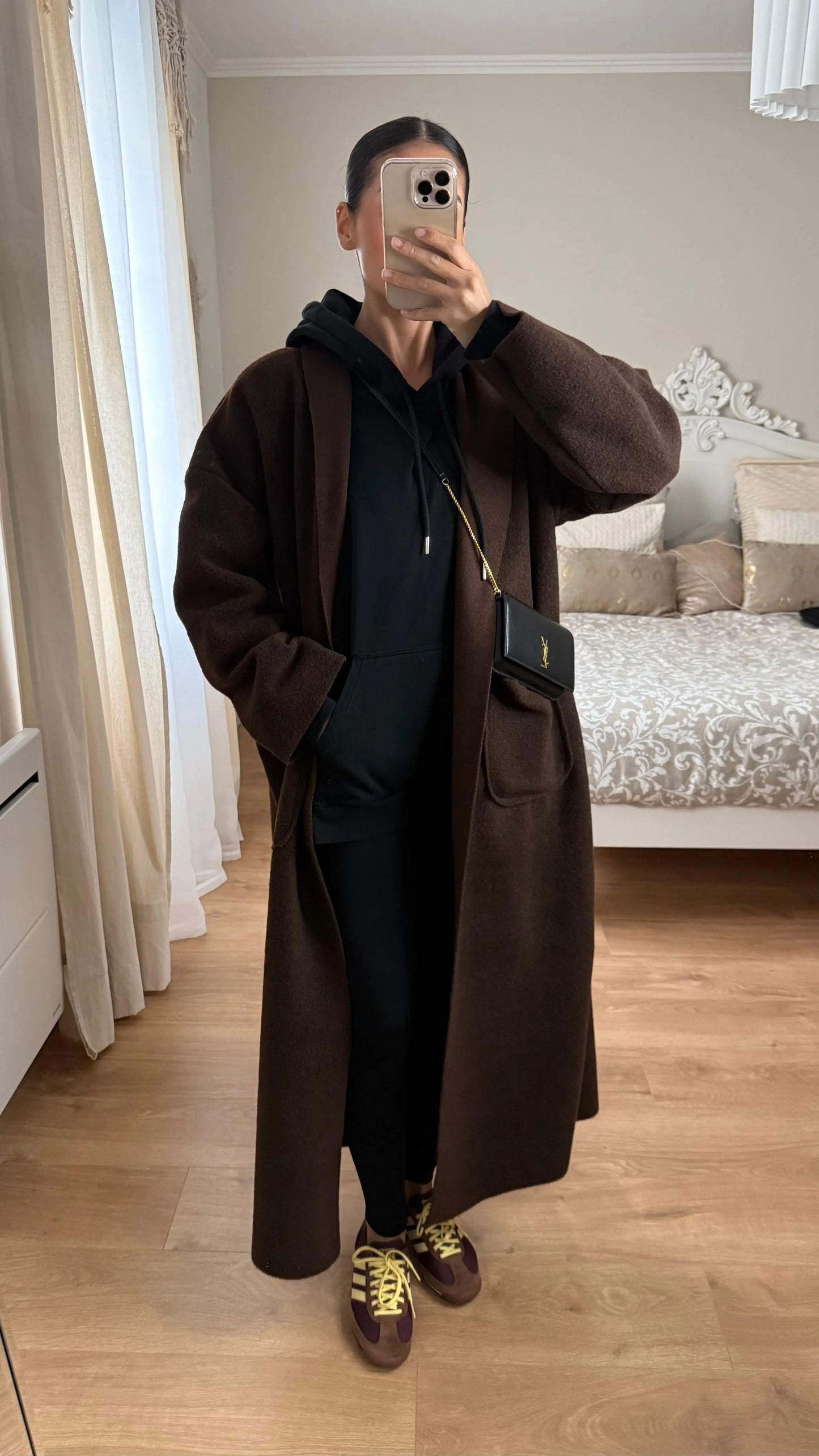 Manteau kimono long marron bordeaux SAÏRYS