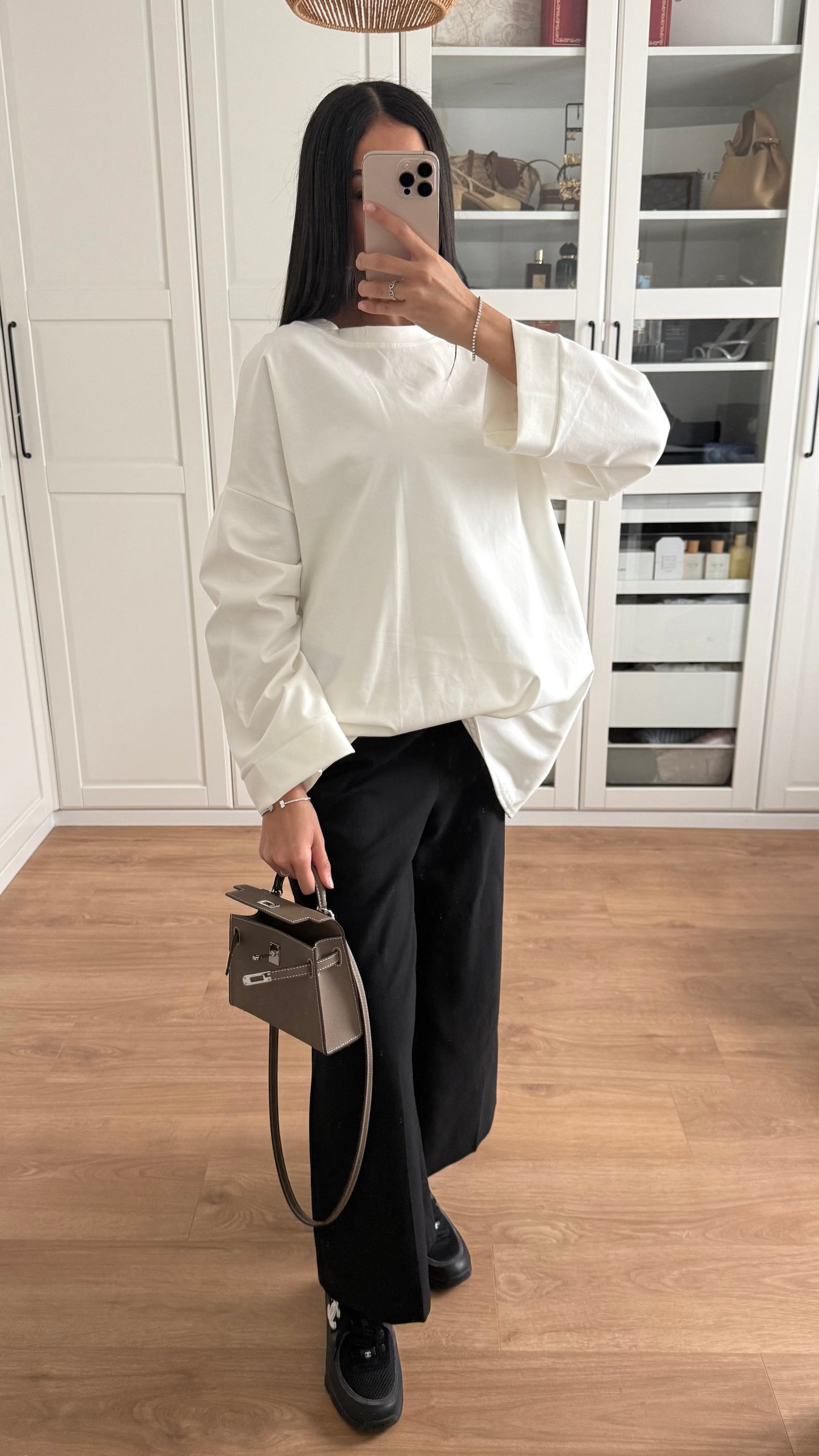 T-shirt Long Oversize Manches Longues Blanc SAÏRYS