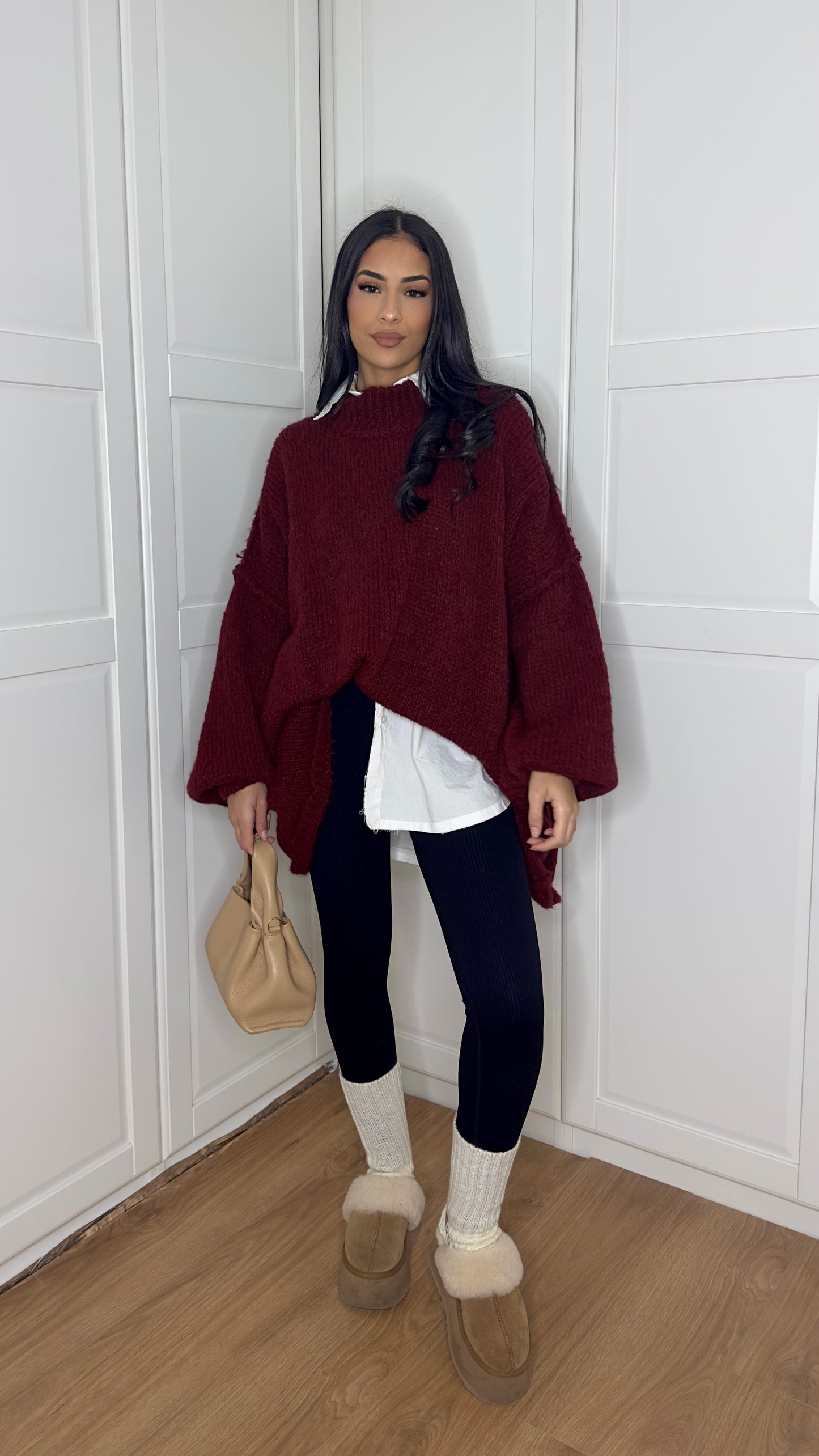 Pull en laine oversize [bordeaux]