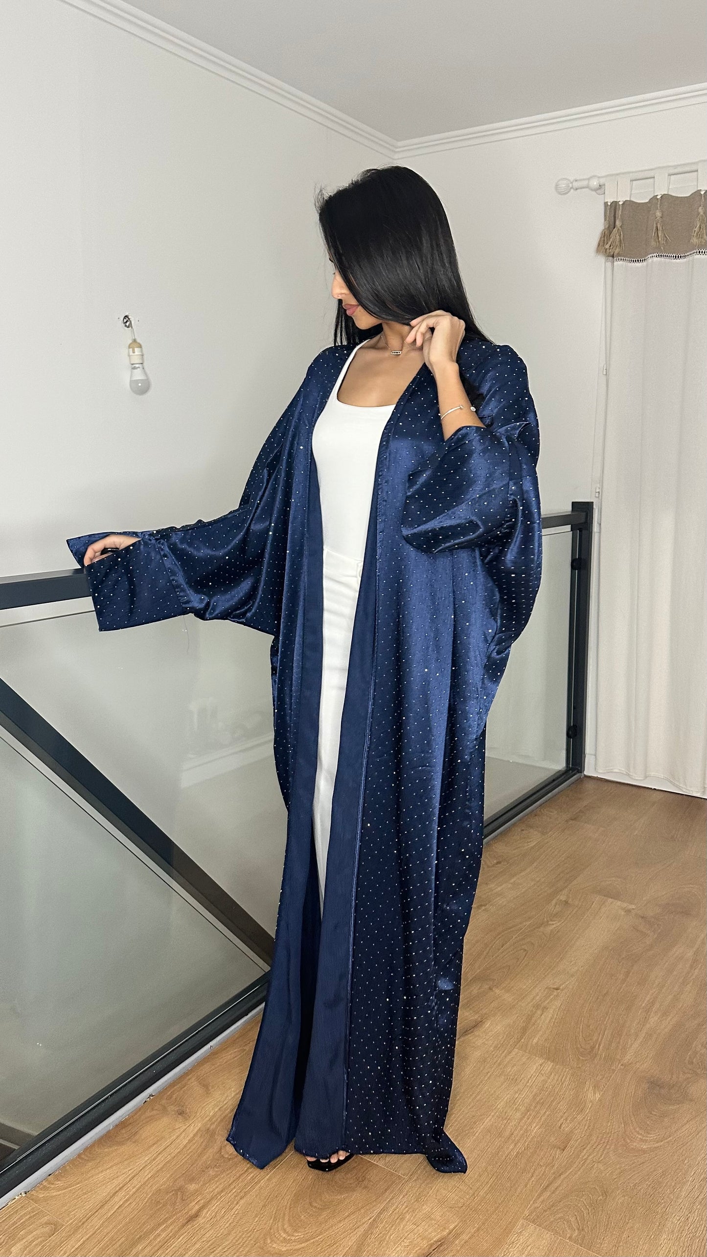 Kimono pailleté bleu nuit