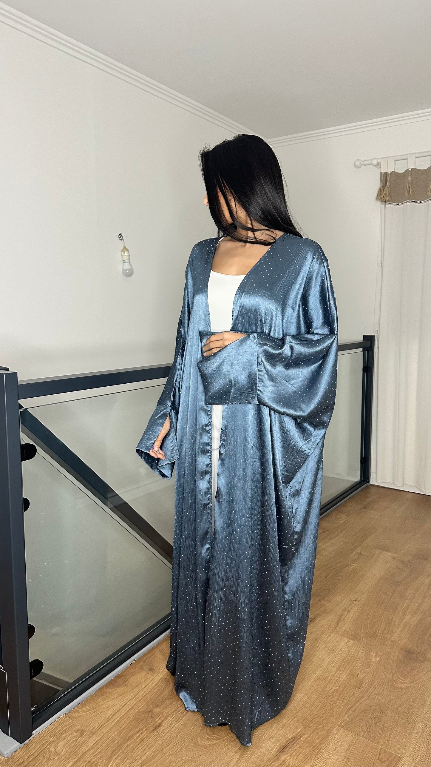 Kimono pailleté bleu ciel