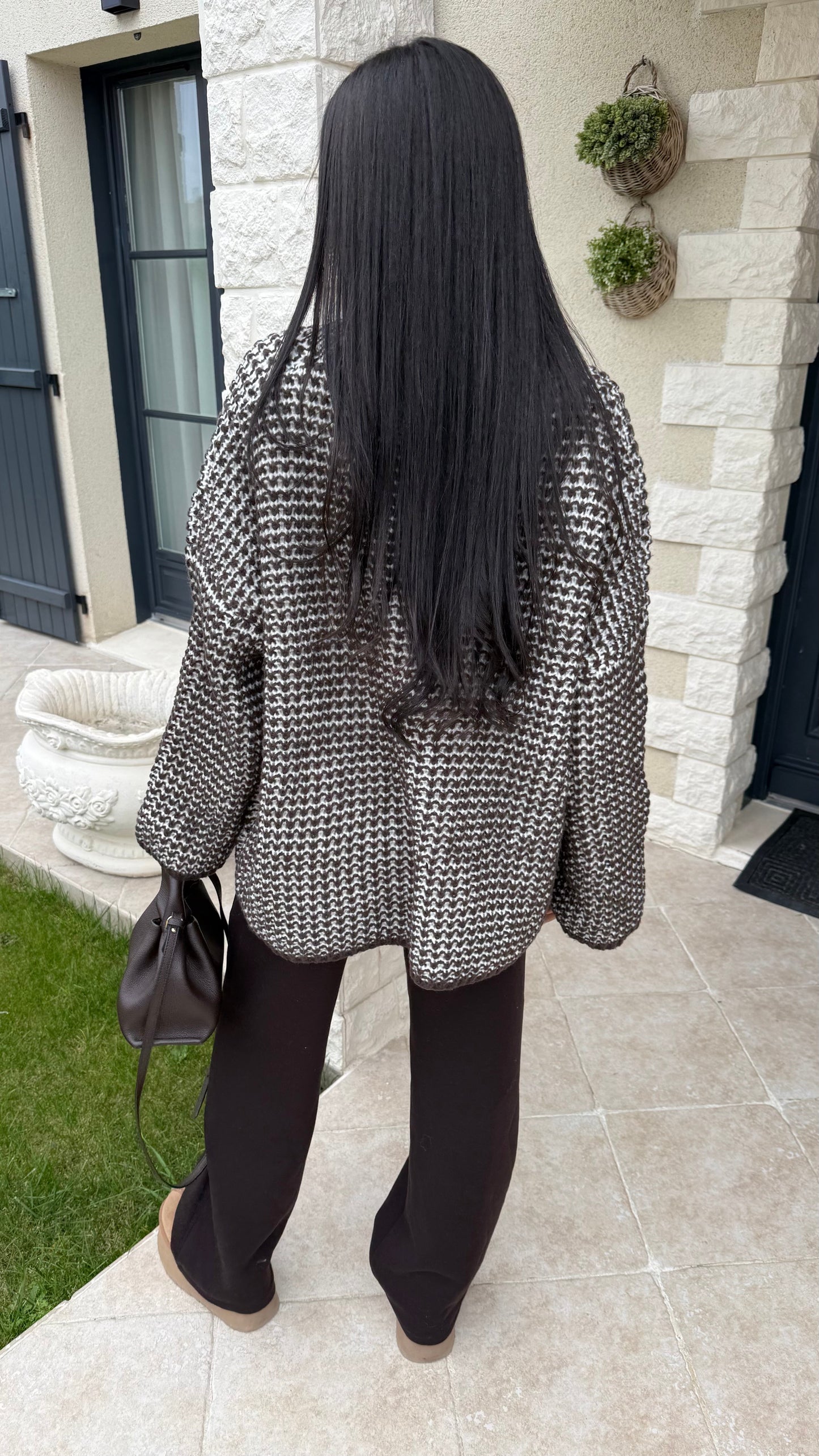 Pull Gilet Long Beige et Choco SAÏRYS