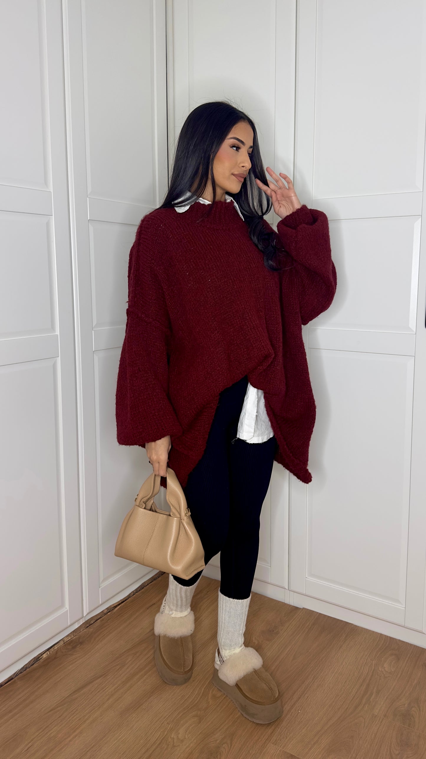 Pull en laine oversize [bordeaux]