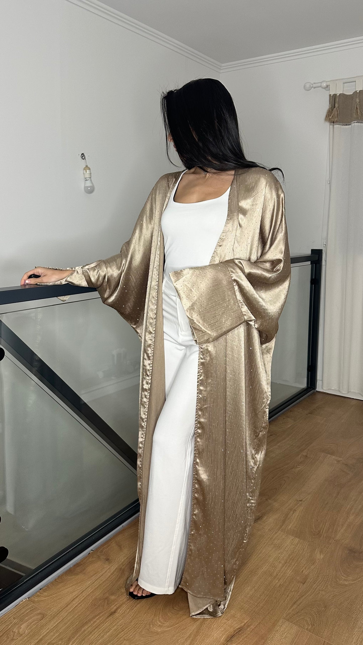 Kimono pailleté marron