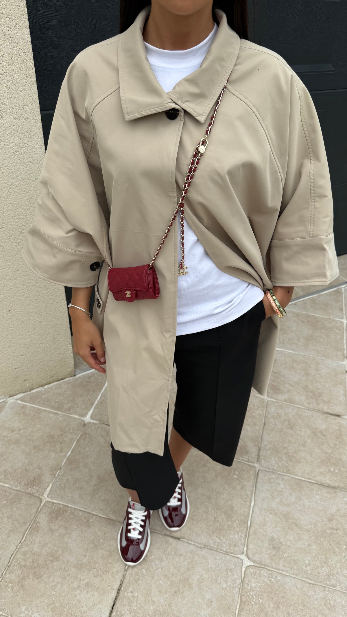 Trench cape long oversize beige femme