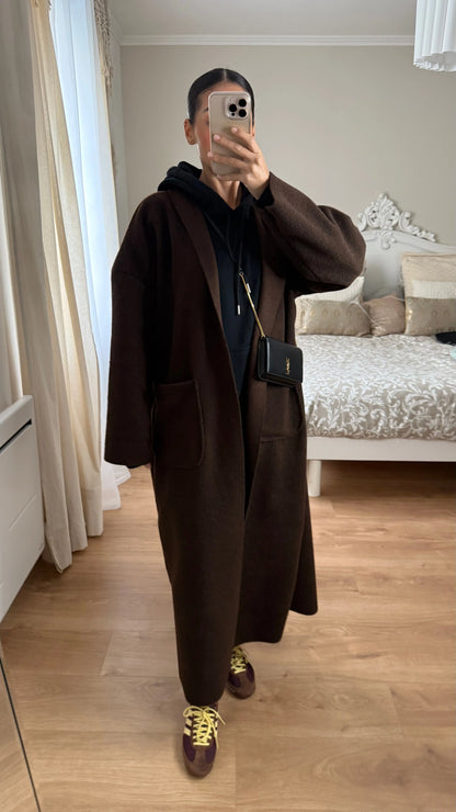 Manteau kimono long marron bordeaux SAÏRYS