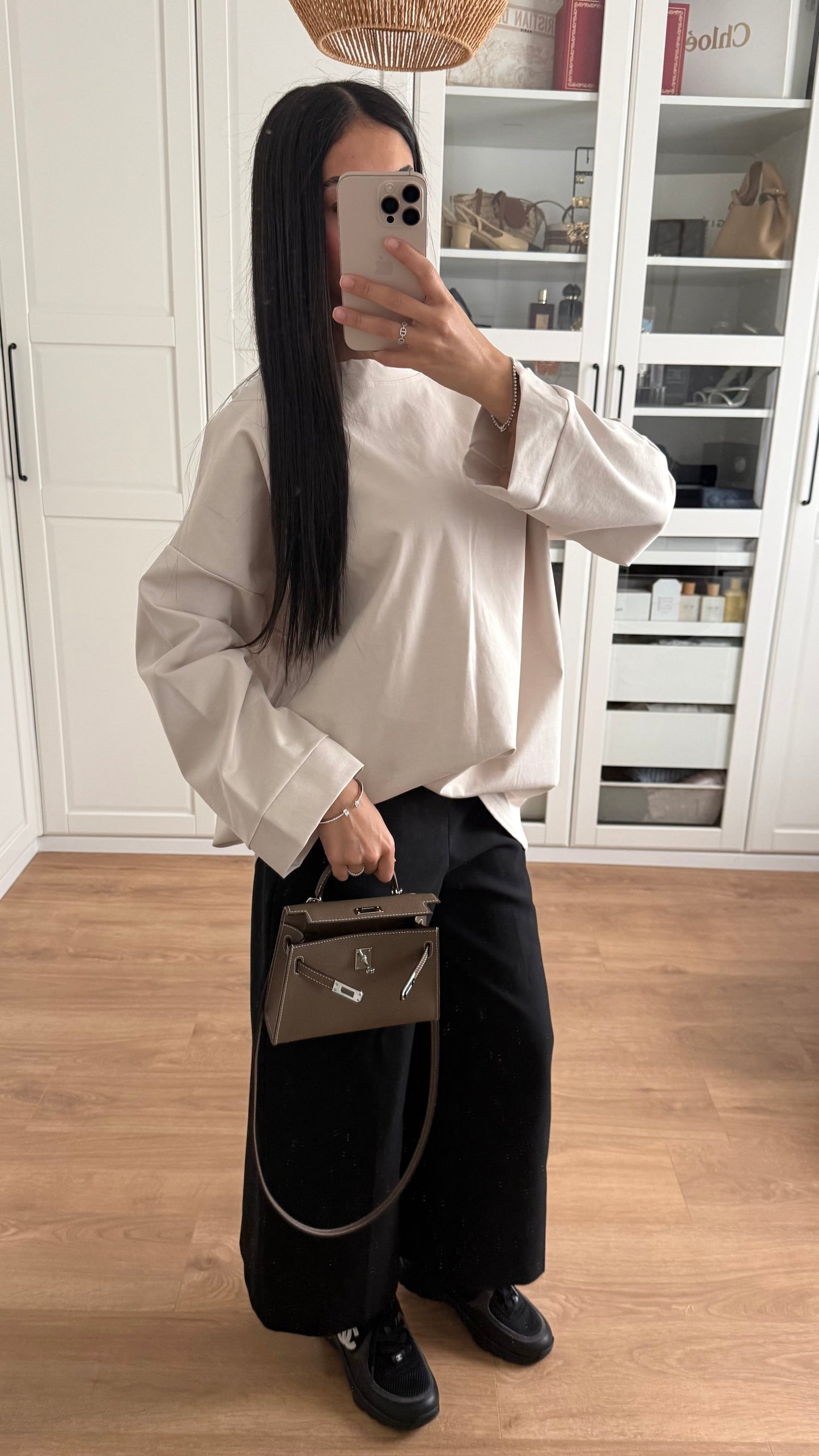 T-shirt Long Oversize Manches Longues Crème SAÏRYS