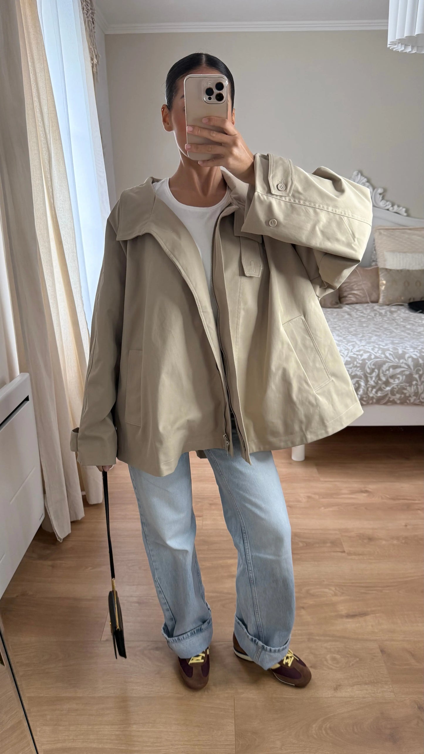Trench parka évasé crème SAÏRYS