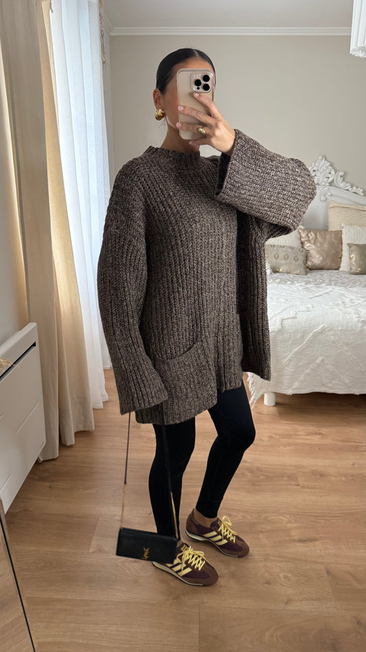 Pull long tricot choco