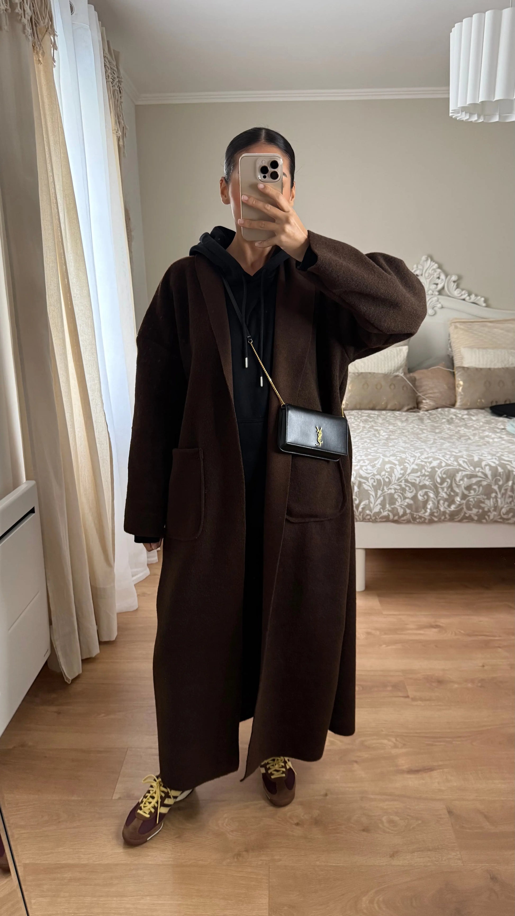 Manteau kimono long marron bordeaux SAÏRYS