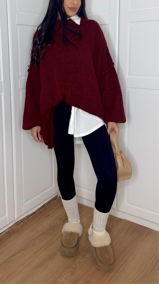 Pull en laine oversize [bordeaux] SAÏRYS