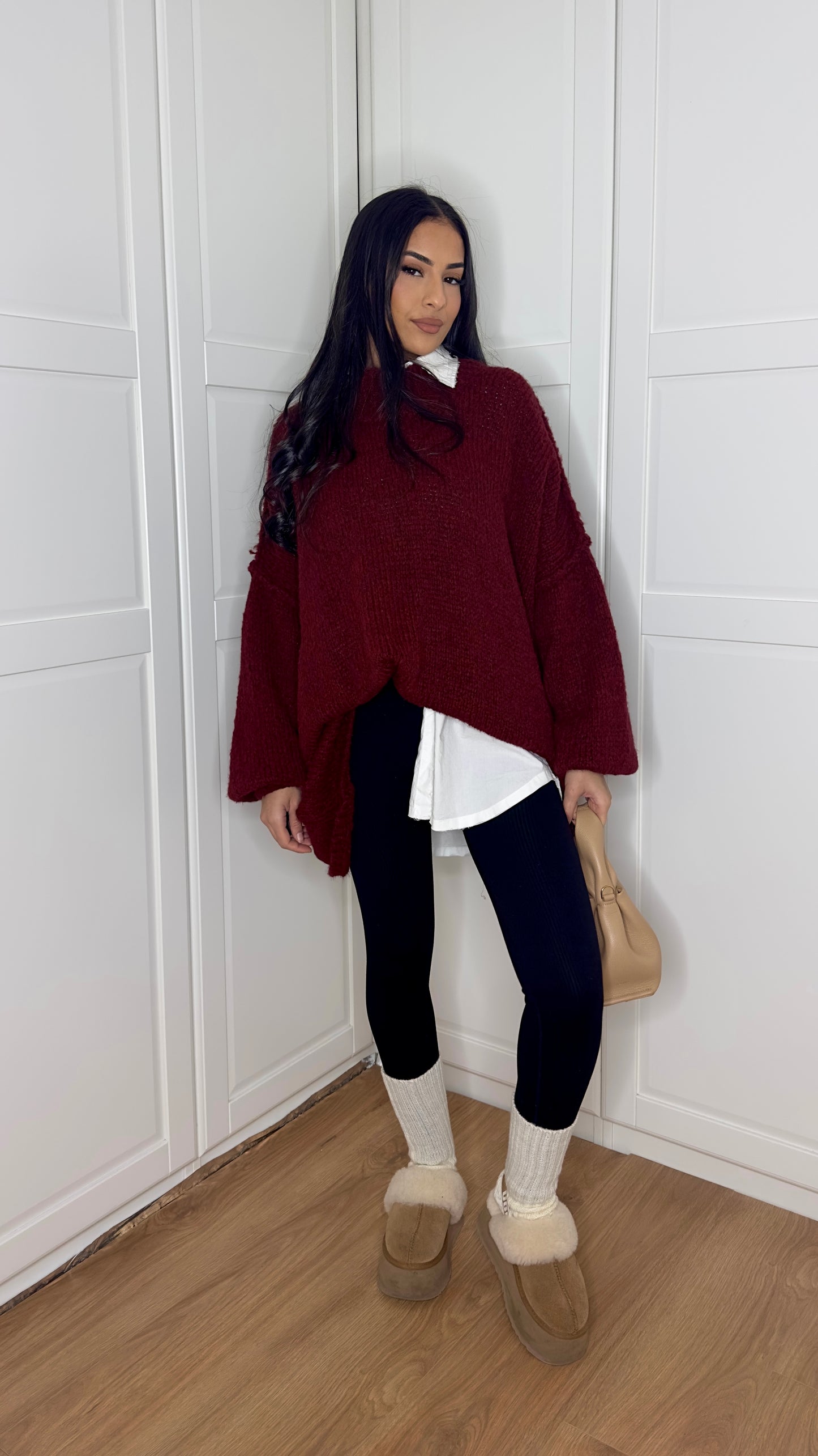 Pull en laine oversize [bordeaux]