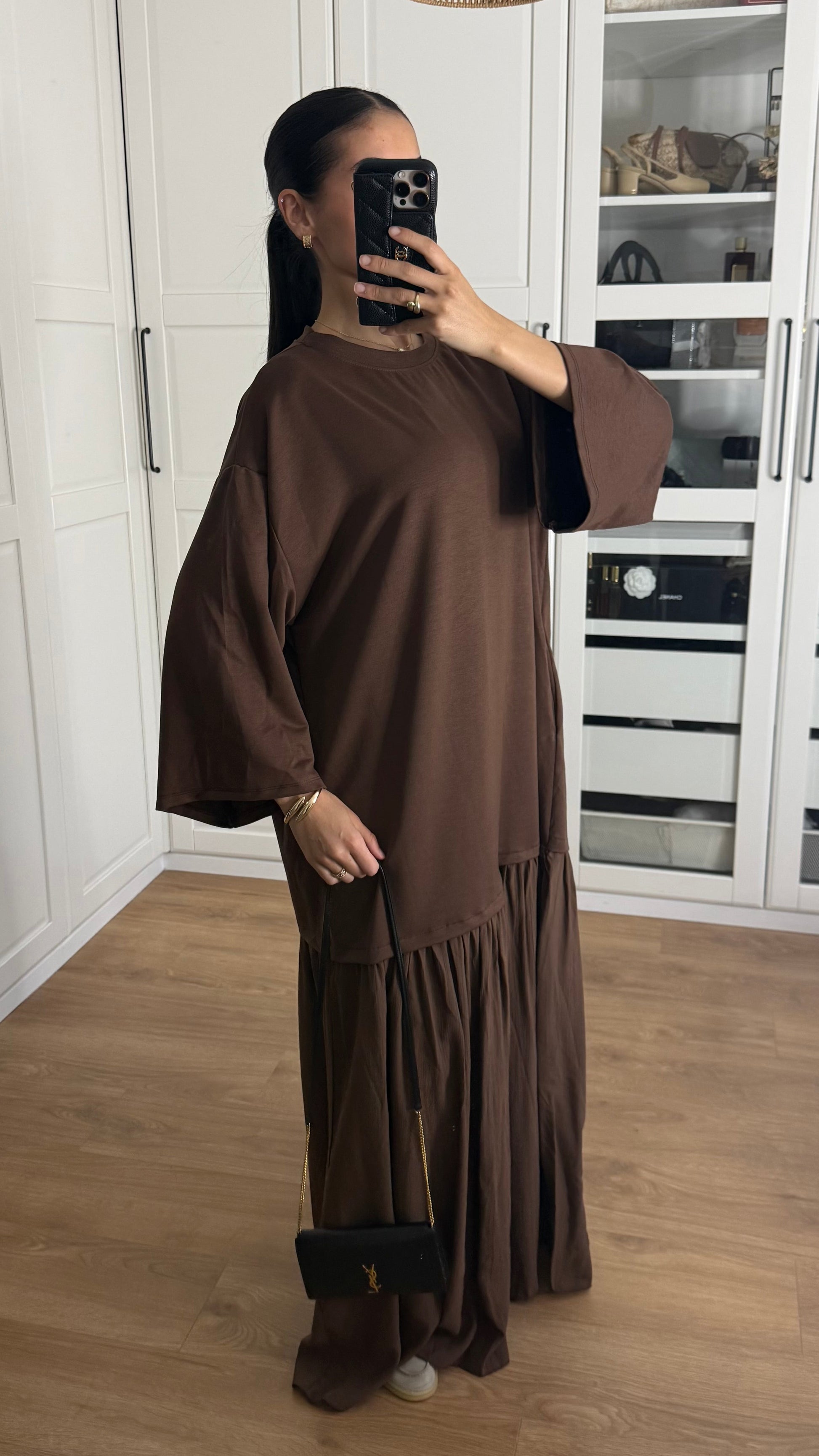 T-shirt jupe plissée Marron SAÏRYS