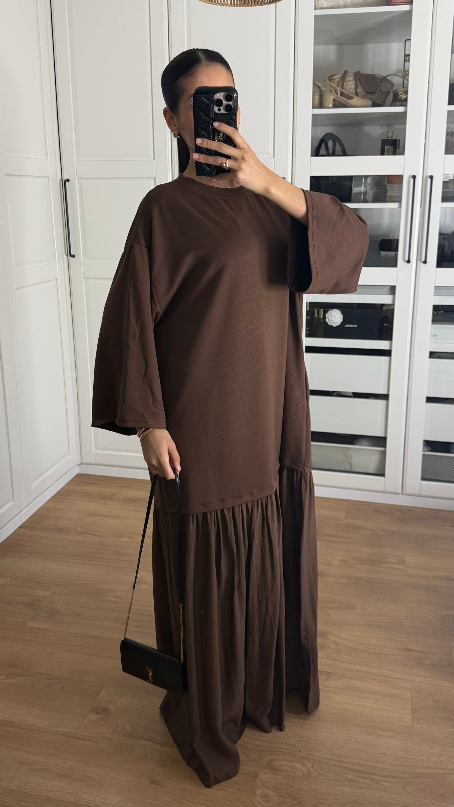 T-shirt jupe plissée Marron SAÏRYS