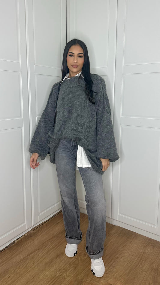 Pull en laine oversize [Gris]