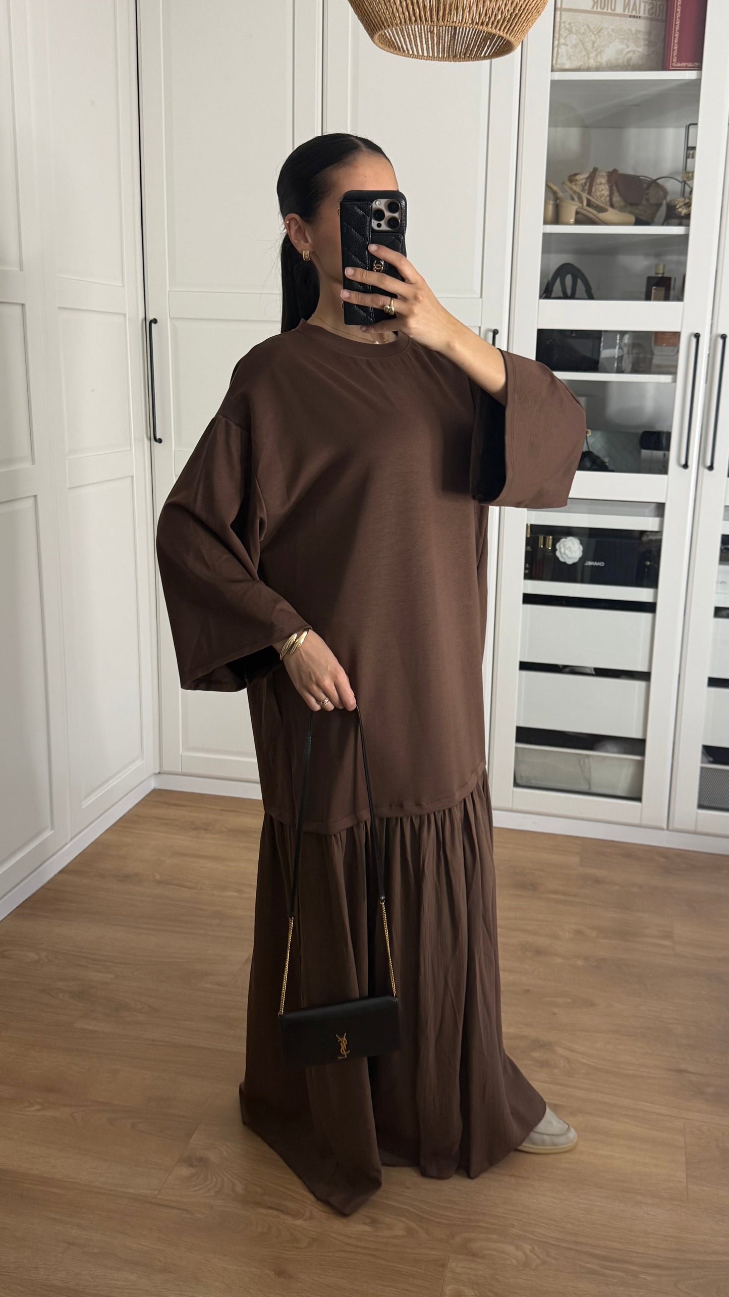 T-shirt jupe plissée Marron SAÏRYS