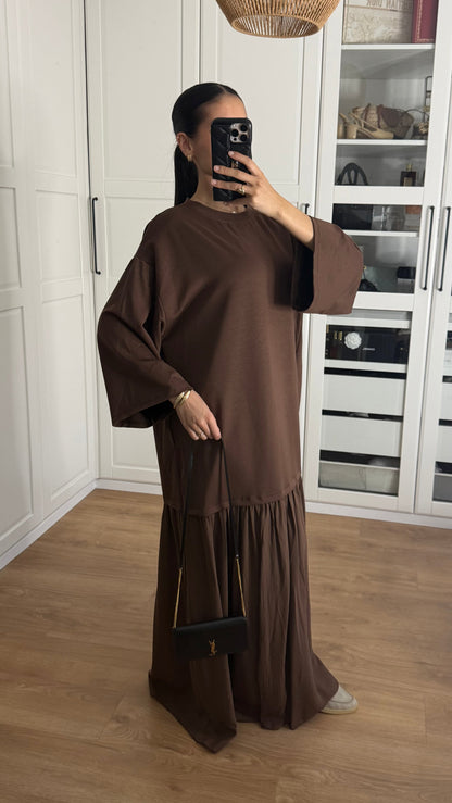 T-shirt jupe plissée Marron SAÏRYS