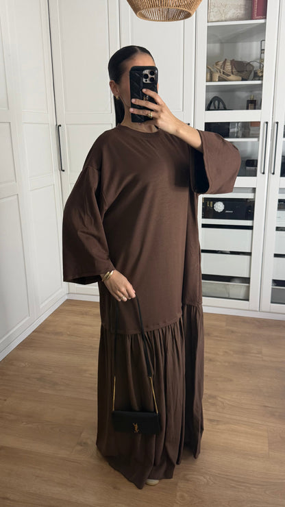 T-shirt jupe plissée Marron SAÏRYS